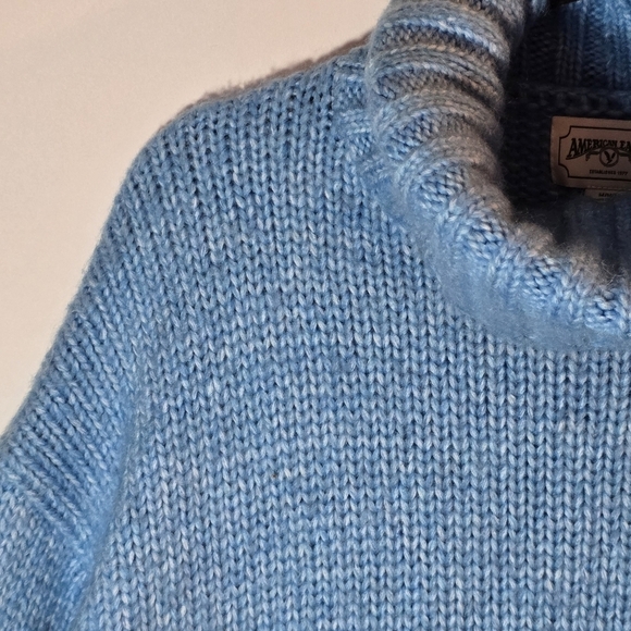 American Eagle Oversized Super Soft Knit Blue Turtleneck Sweater, sz M - Picture 2 of 8